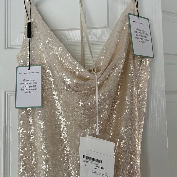 Ivory Sequined Slip Dress - Picture 8 of 9